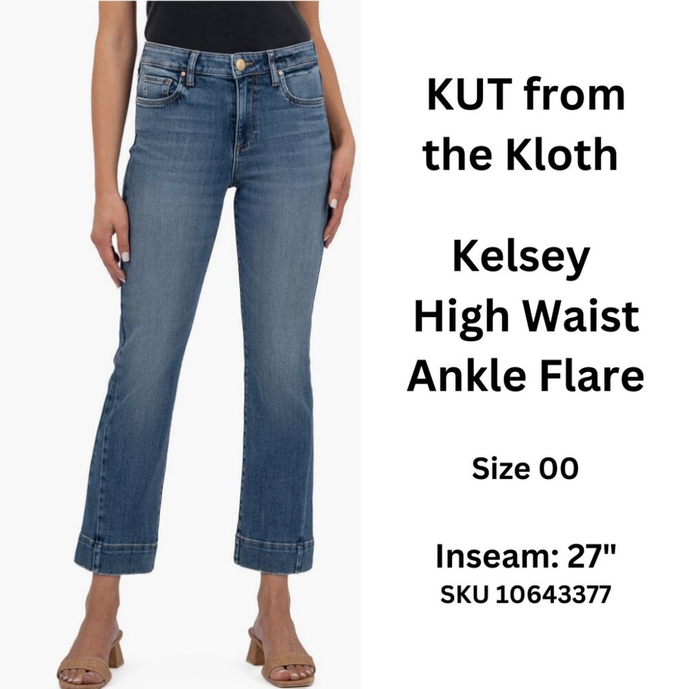 KUT from the Kloth Kelsey Fab Ab High Waist Ankle Kick Flare Jeans (Defiant)